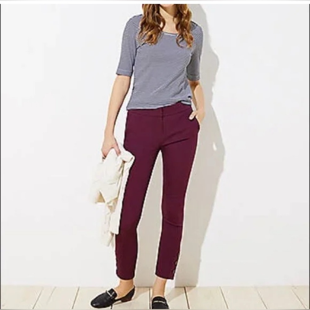 LOFT Deep Burgundy Wool Blend Ankle Pants.    Clean Girl.   Size-8